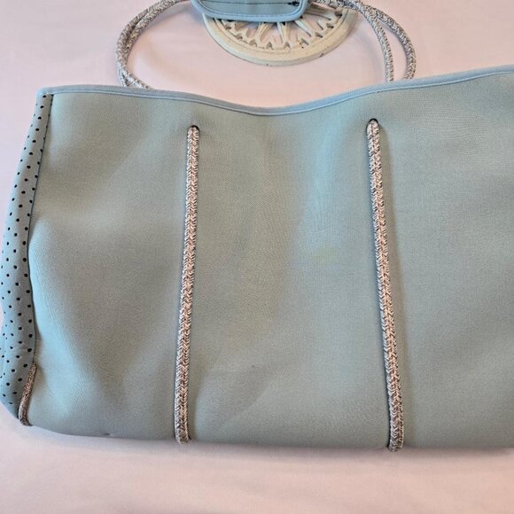 QOGiR Neoprene Multipurpose Gym Bag Tote with Inner Zipper Pockets -Light Blue - Picture 8 of 14